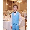 WULFUL Boys Suits 5-Pieces Formal Slim Fit Tuxedo Suit Set,Teen Suits for Wedding Ring Bearer Church Outfit(Light Blue)