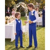 WULFUL Boys Suits 5-Pieces Formal Slim Fit Tuxedo Suit Set,Teen Suits for Wedding Ring Bearer Church Outfit(Royal Blue)
