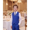 WULFUL Boys Suits 5-Pieces Formal Slim Fit Tuxedo Suit Set,Teen Suits for Wedding Ring Bearer Church Outfit(Royal Blue)