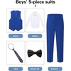 WULFUL Boys Suits 5-Pieces Formal Slim Fit Tuxedo Suit Set,Teen Suits for Wedding Ring Bearer Church Outfit(Royal Blue)