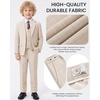 WULFUL Boys Suits 6-Pieces Slim Fit Formal Kids Suit Tuxedo Wedding Ring Bearer Outfit with Adjustable Waist(Beige)