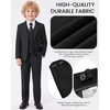 WULFUL Boys Suits 6-Pieces Slim Fit Formal Kids Suit Tuxedo Wedding Ring Bearer Outfit with Adjustable Waist(Black)