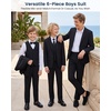 WULFUL Boys Suits 6-Pieces Slim Fit Formal Kids Suit Tuxedo Wedding Ring Bearer Outfit with Adjustable Waist(Black)