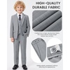 WULFUL Boys Suits 6-Pieces Slim Fit Formal Kids Suit Tuxedo Wedding Ring Bearer Outfit with Adjustable Waist(Dark Grey)