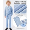 WULFUL Boys Suits 6-Pieces Slim Fit Formal Kids Suit Tuxedo Wedding Ring Bearer Outfit with Adjustable Waist(Light Blue)