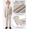 WULFUL Boys Suits 6-Pieces Slim Fit Formal Kids Suit Tuxedo Wedding Ring Bearer Outfit with Adjustable Waist(Light Khaki)