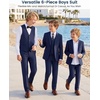 WULFUL Boys Suits 6-Pieces Slim Fit Formal Kids Suit Tuxedo Wedding Ring Bearer Outfit with Adjustable Waist(Navy Blue)