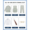 WULFUL Boys Suits 6-Pieces Slim Fit Formal Kids Suit Tuxedo Wedding Ring Bearer Outfit with Adjustable Waist(Sage Green)
