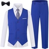 WULFUL Boys Suits 5-Pieces Formal Slim Fit Tuxedo Suit Set,Teen Suits for Wedding Ring Bearer Church Outfit(Royal Blue)