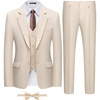 WULFUL Boys Suits 6-Pieces Slim Fit Formal Kids Suit Tuxedo Wedding Ring Bearer Outfit with Adjustable Waist(Beige)