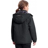 WULFUL Girl’s Waterproof Ski Jacket Winter Warm Fleece Lined Snow Coat with Removable Hood for Kids Skiing Snowboarding(Black)