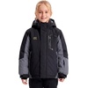 WULFUL Girl’s Waterproof Ski Jacket Winter Warm Fleece Lined Snow Coat with Removable Hood for Kids Skiing Snowboarding(Black&grey)
