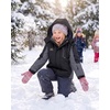 WULFUL Girl’s Waterproof Ski Jacket Winter Warm Fleece Lined Snow Coat with Removable Hood for Kids Skiing Snowboarding(Black&grey)