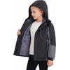 WULFUL Girl’s Waterproof Ski Jacket Winter Warm Fleece Lined Snow Coat with Removable Hood for Kids Skiing Snowboarding(Black&grey)