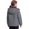 WULFUL Girl’s Waterproof Ski Jacket Winter Warm Fleece Lined Snow Coat with Removable Hood for Kids Skiing Snowboarding(Dark Grey)