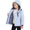 WULFUL Girl’s Waterproof Ski Jacket Winter Warm Fleece Lined Snow Coat with Removable Hood for Kids Skiing Snowboarding(Light Blue)