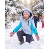 WULFUL Girl’s Waterproof Ski Jacket Winter Warm Fleece Lined Snow Coat with Removable Hood for Kids Skiing Snowboarding(Light Blue&blue)