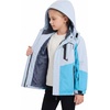 WULFUL Girl’s Waterproof Ski Jacket Winter Warm Fleece Lined Snow Coat with Removable Hood for Kids Skiing Snowboarding(Light Blue&blue)