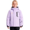 WULFUL Girl’s Waterproof Ski Jacket Winter Warm Fleece Lined Snow Coat with Removable Hood for Kids Skiing Snowboarding(Light Purple)