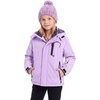 WULFUL Girl’s Waterproof Ski Jacket Winter Warm Fleece Lined Snow Coat with Removable Hood for Kids Skiing Snowboarding(Light Purple)
