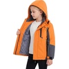 WULFUL Girl’s Waterproof Ski Jacket Winter Warm Fleece Lined Snow Coat with Removable Hood for Kids Skiing Snowboarding(Orange)