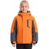 WULFUL Girl’s Waterproof Ski Jacket Winter Warm Fleece Lined Snow Coat with Removable Hood for Kids Skiing Snowboarding(Orange)