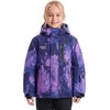 WULFUL Girl’s Waterproof Ski Jacket Winter Warm Fleece Lined Snow Coat with Removable Hood for Kids Skiing Snowboarding(Purple Star)