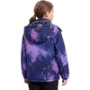WULFUL Girl’s Waterproof Ski Jacket Winter Warm Fleece Lined Snow Coat with Removable Hood for Kids Skiing Snowboarding(Purple Star)