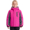 WULFUL Girl’s Waterproof Ski Jacket Winter Warm Fleece Lined Snow Coat with Removable Hood for Kids Skiing Snowboarding(Rose Red)