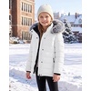 WULFUL Girls Winter Coats Fleece lined Puffer Jackets Kids Warm Outerwear With Detachable Hood(Beige)