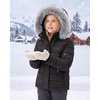 WULFUL Girls Winter Coats Fleece lined Puffer Jackets Kids Warm Outerwear With Detachable Hood(Black)