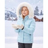 WULFUL Girls Winter Coats Fleece lined Puffer Jackets Kids Warm Outerwear With Detachable Hood(Light Blue)