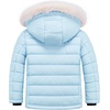 WULFUL Girls Winter Coats Fleece lined Puffer Jackets Kids Warm Outerwear With Detachable Hood(Light Blue)