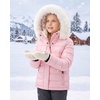 WULFUL Girls Winter Coats Fleece lined Puffer Jackets Kids Warm Outerwear With Detachable Hood(Light Pink)