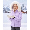 WULFUL Girls Winter Coats Fleece lined Puffer Jackets Kids Warm Outerwear With Detachable Hood(Light Purple)