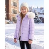 WULFUL Girls Winter Coats Fleece lined Puffer Jackets Kids Warm Outerwear With Detachable Hood(Light Purple)
