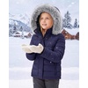 WULFUL Girls Winter Coats Fleece lined Puffer Jackets Kids Warm Outerwear With Detachable Hood(Navy)