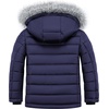WULFUL Girls Winter Coats Fleece lined Puffer Jackets Kids Warm Outerwear With Detachable Hood(Navy)