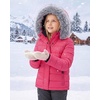 WULFUL Girls Winter Coats Fleece lined Puffer Jackets Kids Warm Outerwear With Detachable Hood(Rose Red)