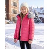 WULFUL Girls Winter Coats Fleece lined Puffer Jackets Kids Warm Outerwear With Detachable Hood(Rose Red)