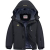 WULFUL Girl’s Waterproof Ski Jacket Winter Warm Fleece Lined Snow Coat with Removable Hood for Kids Skiing Snowboarding(Black)