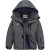 WULFUL Girl’s Waterproof Ski Jacket Winter Warm Fleece Lined Snow Coat with Removable Hood for Kids Skiing Snowboarding(Dark Grey)