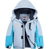 WULFUL Girl’s Waterproof Ski Jacket Winter Warm Fleece Lined Snow Coat with Removable Hood for Kids Skiing Snowboarding(Light Blue&blue)