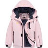 WULFUL Girl’s Waterproof Ski Jacket Winter Warm Fleece Lined Snow Coat with Removable Hood for Kids Skiing Snowboarding(Light Pink)