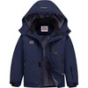 WULFUL Girl’s Waterproof Ski Jacket Winter Warm Fleece Lined Snow Coat with Removable Hood for Kids Skiing Snowboarding(Navy)
