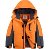 WULFUL Girl’s Waterproof Ski Jacket Winter Warm Fleece Lined Snow Coat with Removable Hood for Kids Skiing Snowboarding(Orange)