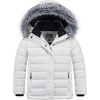 WULFUL Girls Winter Coats Fleece lined Puffer Jackets Kids Warm Outerwear With Detachable Hood(Beige)