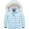 WULFUL Girls Winter Coats Fleece lined Puffer Jackets Kids Warm Outerwear With Detachable Hood(Light Blue)