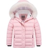 WULFUL Girls Winter Coats Fleece lined Puffer Jackets Kids Warm Outerwear With Detachable Hood(Light Pink)