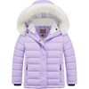 WULFUL Girls Winter Coats Fleece lined Puffer Jackets Kids Warm Outerwear With Detachable Hood(Light Purple)